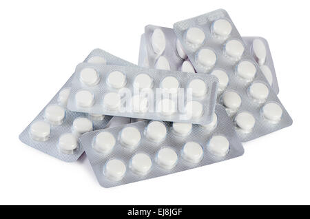 Tablets in packing isolated on white Stock Photo