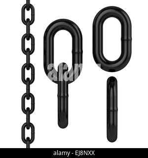 3d rendering of black metal chain isolated on white background Stock Photo