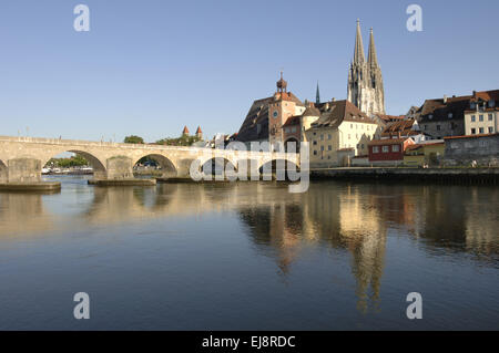 panorama view to city Regensburg in Bavaria Stock Photo