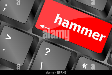 hammer word on computer pc keyboard key Stock Photo