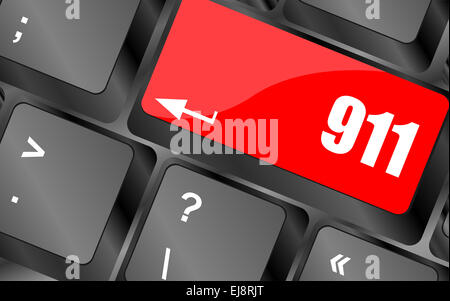 Computer keyboard keys with the 911 sign Stock Photo