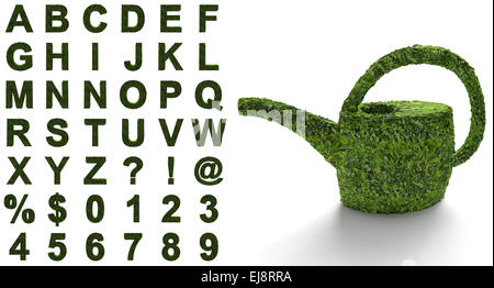 green alphabet with a structure of leaves Stock Photo