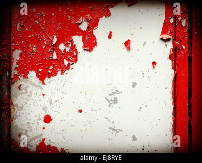 Old grungy wall. Peeling stained surface background or texture. Stock Photo