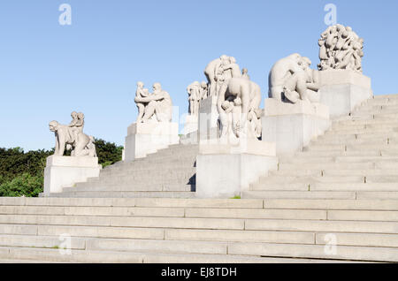 Statues in Vigeland park in Oslo summer Stock Photo