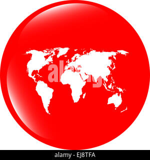 Globe icon, earth world map on web button Stock Photo
