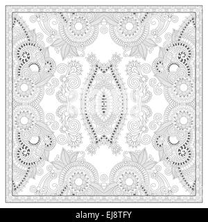 coloring book square page for adults - ethnic floral carpet Stock Photo