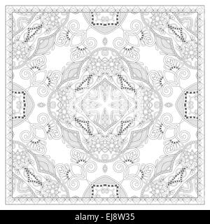 coloring book square page for adults - ethnic floral carpet Stock Photo