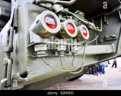 rear lights on a military truck closeup Stock Photo