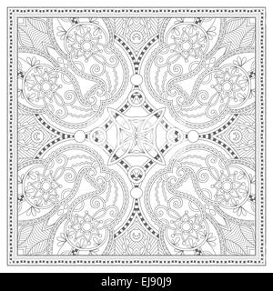 coloring book square page for adults - ethnic floral carpet Stock Photo