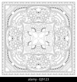 coloring book square page for adults - ethnic floral carpet Stock Photo