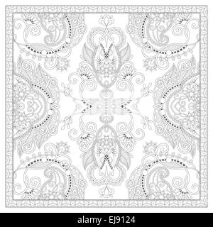 coloring book square page for adults - ethnic floral carpet Stock Photo