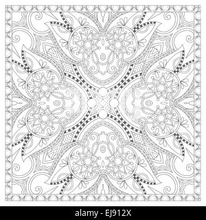 coloring book square page for adults - ethnic floral carpet Stock Photo