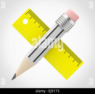 pencil and ruler Stock Photo