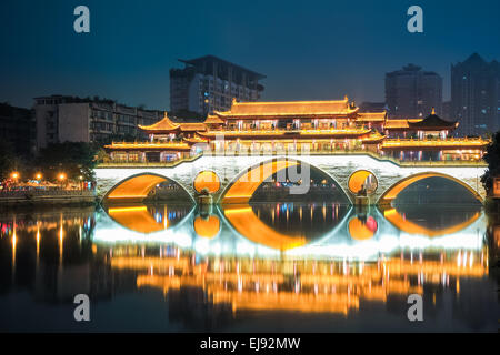 chengdu anshun bridge at night Stock Photo