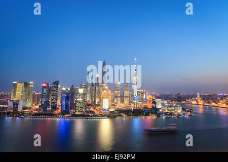 beautiful shanghai in nightfall Stock Photo