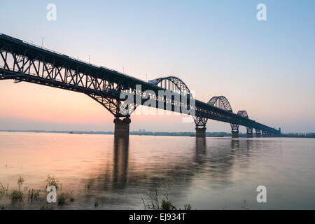 the jiujiang yangtze river bridge Stock Photo