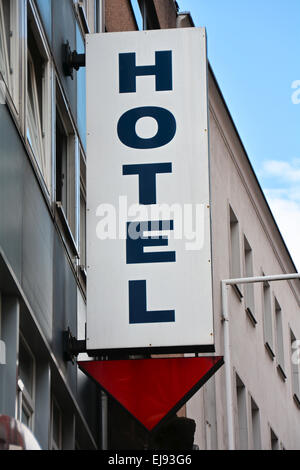 Sign on the facade of a hotel Stock Photo