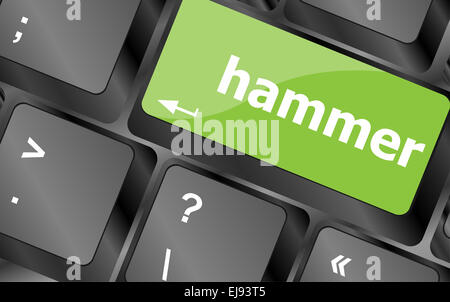 hammer word on computer pc keyboard key Stock Photo