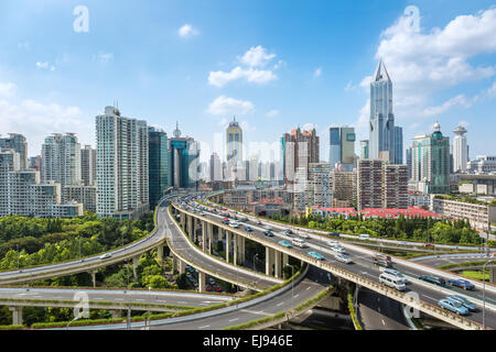 city elevated road junction in daytime Stock Photo