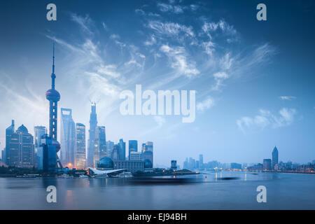 shanghai skyline in dawn Stock Photo