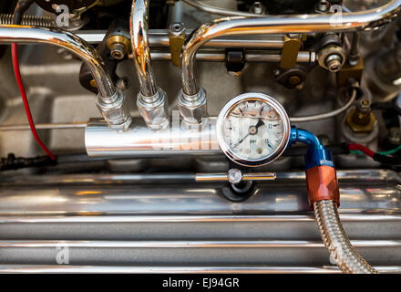 Engine compartment with pressure gauge Stock Photo