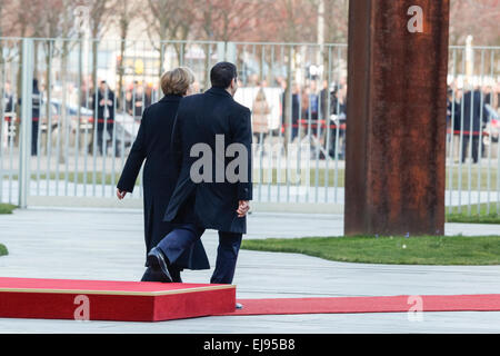Berlin, Germany. 23rd Mar, 2015. Angela Merkel, German chancellor, welcomes the Greece Prime Minister Alexis Tsipras with Military Honours at the German chancellery on March 16, 2015 in Berlin, Germany. / Picture: German Chancellor Angela Merkel and Alexis Tsipras, Primer Minister of Greece Credit:  Reynaldo Chaib Paganelli/Alamy Live News Stock Photo