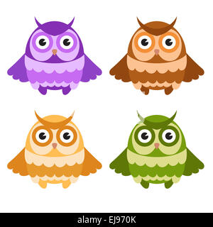 Vector image of a collection of Cartoon owls Stock Photo