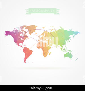 World map with infographics elements Stock Photo