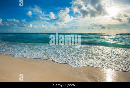 beach, sea and deep blue sky Stock Photo