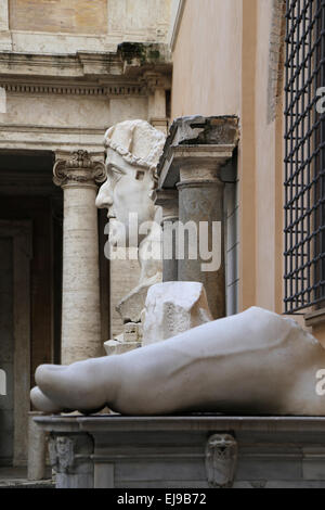 Roman Emperor Constantine I (272-337 AD). Colossal statue at the Capitoline Museums. 4th century. Rome. Italy. Stock Photo