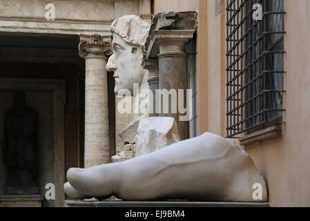 Roman Emperor Constantine I (272-337 AD). Colossal statue at the Capitoline Museums. 4th century. Rome. Italy. Stock Photo