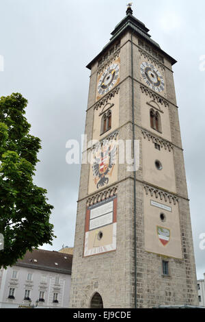 historical city tower of Enns Stock Photo