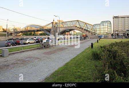 Bogdan Khmelnitsky pedestrian bridge. Moscow. Stock Photo