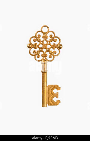 Vintage golden skeleton key isolated on white background Stock Photo ...