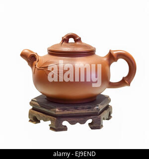chinese purple sand teapot isolated Stock Photo