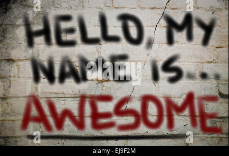 Hello My Name Is Awesome Concept Stock Photo