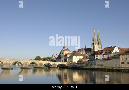 panorama view to city Regensburg in Bavaria Stock Photo