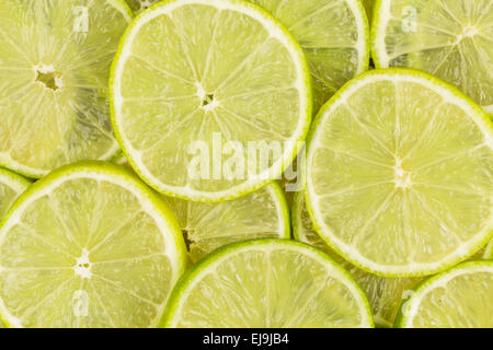 Green background with citrus-fruit of lime slices Stock Photo