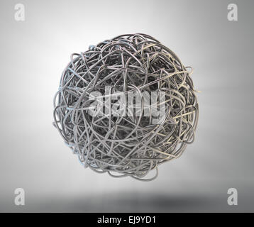 An abstract 3d rendering of tangled metal splines Stock Photo