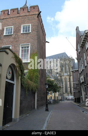 Dom church or St. Martin's Cathedral in Utrecht, The Netherlands seen from Achter de Dom street Stock Photo