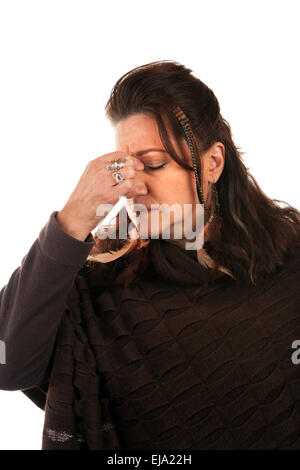 Woman with a Migraine Headache Stock Photo