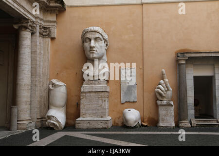 Roman Emperor Constantine I (272-337 AD). Colossal statue at the Capitoline Museums. 4th century. Rome. Italy. Stock Photo