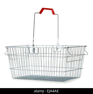 Empty wire shopping basket isolated on white Stock Photo