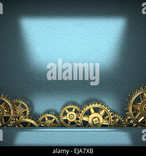 blue metal background with cogwheel gears Stock Photo - Alamy