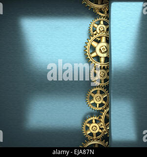 blue metal background with cogwheel gears Stock Photo - Alamy