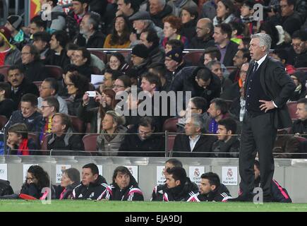 Nou Camp, Barcelona, Spain. 22nd Mar, 2015. La Liga soccer match between FC Barcelona and Real Madrid CF, at the Camp Nou stadium in Barcelona, Spain. Carlo Ancelotti Real madrid Manager Credit:  Action Plus Sports/Alamy Live News Stock Photo