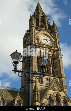 Manchester England: The Town Hall clock tower Manchester Stock Photo