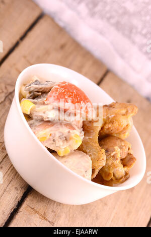 Chicken legs with mashed potatoes Stock Photo