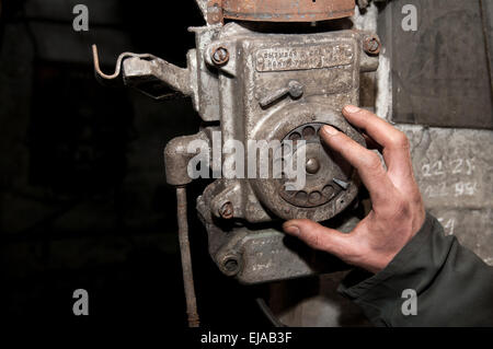 old phone in the mine Stock Photo