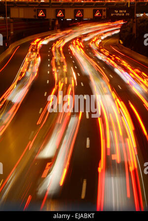 Rush Hour,Ayalon highway Traffic,Tel Aviv,  Israel Stock Photo